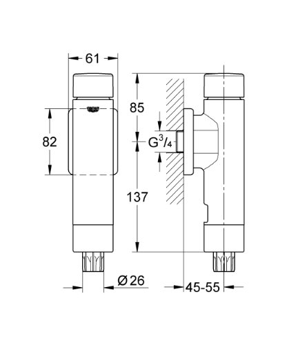 GROHE Rondo A.S. Druckspüler für WC mit integrierter Vorabsperrung 37349000 - 2