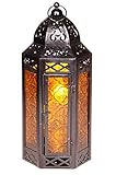 Orient Metalllaterne schwarz von außen und von innen, Schillerndes Design fängt das Kerzenlicht auf und reflektiert es für einen wunderschönen Effekt, Die Perforationen zaubern orientalische Schattenspiele in ihren Raum.