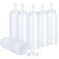 KANOSON Squeeze Flasche , 6 Stück 250ml 8oz Plastik Quetschflasche Mit Kappen - BPA Frei,Kein Leck Condiment Flaschen…