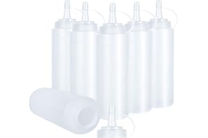 KANOSON Lot de 6 bouteilles compressibles pour ketchup avec buses de 250 ml - Bouteilles à condiments en plastique pour sauce