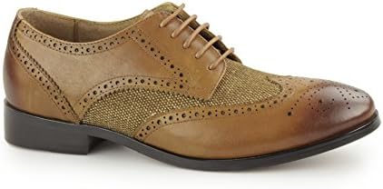 Laceys London NOTILLA Ladies Leather/Canvas Wingtip Brogue Shoes Tan 40
