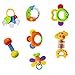 Produktbild Baby Spielzeug Rasseln Beißring und Shakers, Neugeborenen Aktivität Entwicklung Spielzeug, Babys einzigartige Reise Hänge Rassel für 3, 6, 9, 12 Monate neugeborenes Baby, Kleinkind (7 Pcs)