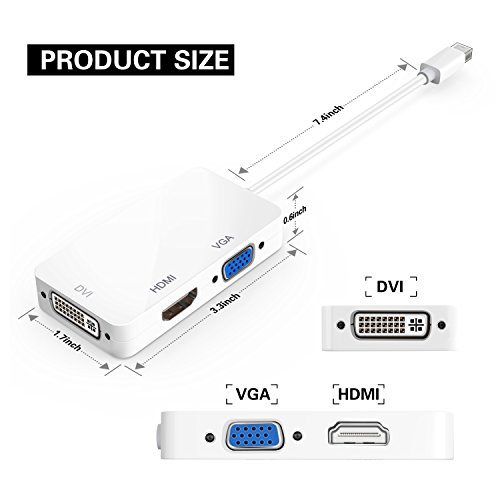 Lention Thunderbolt Mini DisplayPort auf VGA / DVI / HDMI – Kabel Adapter - 4