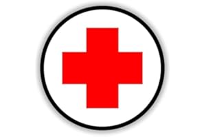 Lot de 2 autocollants croix rouge en vinyle 10 x 10 cm Symbole médical autocollant pour voiture, fenêtre, kit de premiers secours, décor de signe d'urgence | # S50404 - 1