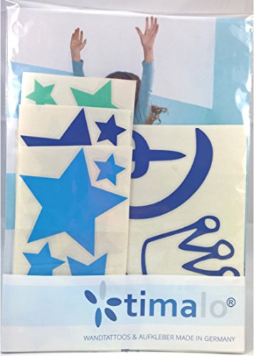 Wandtattoo Türaufkleber mit Namen, ~Kleiner Prinz mit Schmetterling ~ 73008-29cm-tricolore-blau, mit bunten Sternen fürs Jungenzimmer, Kinderzimmer Jungen, Wandaufkleber Wandtatoos Sticker Aufkleber für die Wand, Tapetensticker, Tattoo aus Markenfolie, Namensaufkleber mit Wunschname, in 32 Farben wählbar - 3