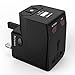 Price comparison product image MoKo Universal Travel Charger, All-in-One World-wide Wall Charger AC Power UK US AU EU Plug Surge Protector, with 2-Port USB (2.1A) and Fuse, Black