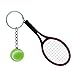 Price comparison product image WINOMO Tennis Racket Keychain Key Ring Cute Sport Charm Tennis Ball Key Chain Car Bag Pendant Keyring Gift (Dark Red)