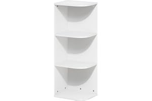 Furinno Pasir - Libreria a 3 ripiani, ad angolo, colore: Bianco