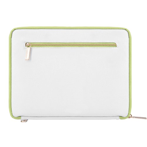 VanGoddy Irista ECO Leather Sleeve for Alcatel One Touch 7 to 8 inch Tablets (White & Lawn Green)