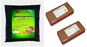 Cocogarden Enriched Vermicompost 5 Kg - Effective and Complete Plant Food & Cocogarden Cocopeat Bricks (Brown)