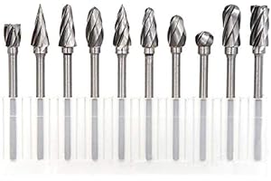 CDBP Lot de 10 fraises rotatives en carbure de tungstène pour aluminium, tige de 3 mm et tête de 6 mm de diamètre pour le perçage du métal, la gravure, le polissage