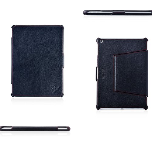 MANNA iPad 2017 iPad Air iPad 5 Schutzhülle Hülle Case Tasche von Manna | Schwarz mit farblich abgesetzten Nähten | Easystand einfach aufstellbar | AutosleepFunktion - 5