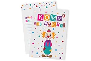 ‎IDEENVERLAG HAMBURG 12x "Clown" Einladungskarten zum Kindergeburtstag / Karnevalsparty Einladungskarten Karnevals Kindergeburtstag Einladung Kindergeburtstag Karneval Einladung Kindergeburtstag Junge Einladungen Fasching