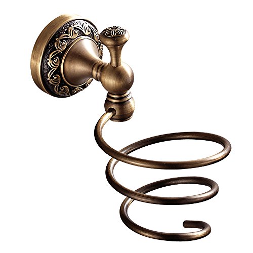 Weare Home Minimal Haartrocknerhalter Föhnhalter Bronze Beschichtung, Retro Solide Kupfer mit Einschnitt Wandmontage Haltbar Badzubehör Badaccessoires Dekor