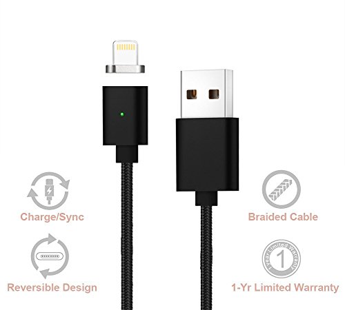 Magnetisches Ladekabel Lightning Kabel,TUOYA Magnetisches iPhone USB Ladekabel Lightning Magnet Ladekabel Datenkabel für iPhone 7, iPhone 6s, iPhone 6, iPad (2xBlack) - 2