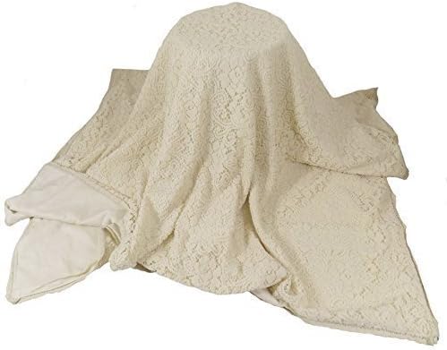 CREAM MACRAME THICK MESH LACE COTTON 145X220CM THROW BLANKET