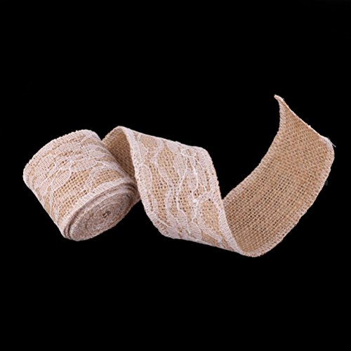 Pixnor 2M Jute-Band mit Spitzen für DIY Handwerk Home Hochzeitsdekoration (braun) - 5