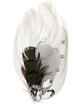 MagiDeal Ballettbühne Weiße Feder Rhinestone Haarspangen Haarzusatz Haarclip