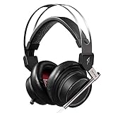 1MORE Spearhead VRX Cuffie da Gioco Over-Ear, Bassi profondi Headphone con Waves Nx Head Tracking, 7.1 Stereo 3D Surround Sound, LED, Dual Mic Cancellazione del Rumore per PC/PS4/XBOX/iOS/Android - Nero