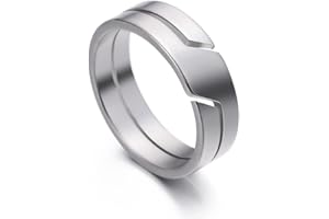 TEAMER Anillo de acero inoxidable para parejas, anillos de dedo casuales simples a la moda, joyería de compromiso, aniversario para hombres y mujeres