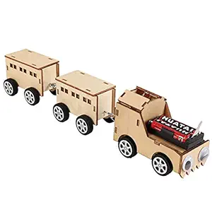 FidgetGear Creative Wooden Train Electric Techonology Invention Children Science Lab Building Toy Front + 2 Passenger Compartment