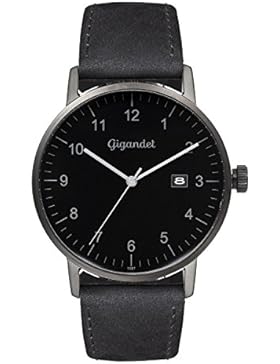 Gigandet Quarz Herren-Armbanduhr Minimalism Uhr Datum Analog Lederarmband Schwarz G26-004