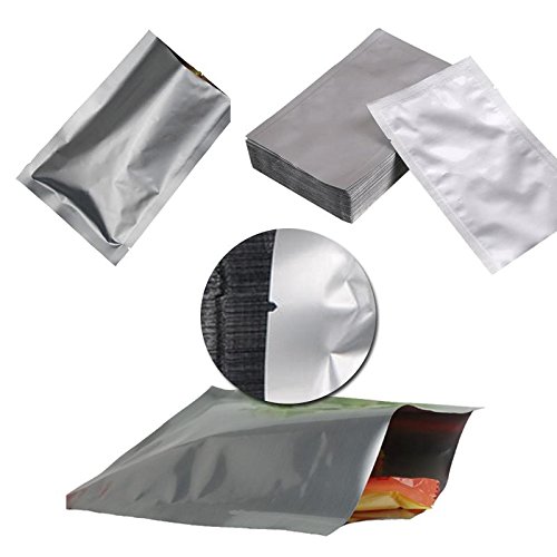 attachmenttou 50Pcs Silver Aluminum Foil Package Bag Home Sealer Food Kitchen Storage Pouches