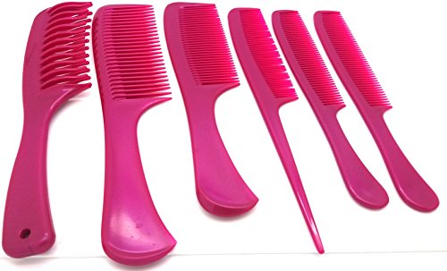 6 PIECES HIGH QUALITY COMBSET PROFESSIONAL BARBER HAIR STYLING (Pink)