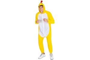 Rubies Disfraz Pollo para Adulto, Jumpsuit con capucha y cola, Licencia Oficial para Despedidas de Soltero, Fiesta temática, Despedidas de Soltera, Disfraces en grupo, Carnaval, Amarillo