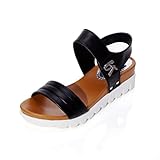 Sandalias para Mujer, RETUROM Zapatos cómodos de las mujeres del verano de las sandalias planas (38, Negro)