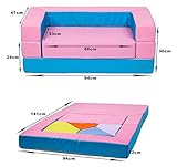 Kindersofa Schaumstoff Spielsofa mit Bettfunktion 4in1 Matratze Spieltisch Puzzle, Sofa Spielzeug (Rosa) - 9