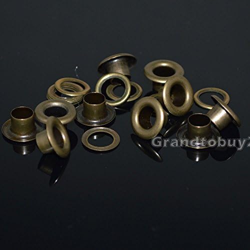4/5/6/8/10/12/14/17mm Antique Brass Eyelet Grommet w/Washer for Clothing and Leather Crafts - Grommets for Adding Ribbons, Lacing and Fabric in Art and Sewing Projects - Ideal for Bags, Scrapbooking, and Clothes Repair (10mm(100 Sets))