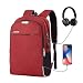 Produktbild ASEOK Diebstahlsicherer Business-Rucksack, Rucksack mit USB-Ladegerät, reflektierender, wasserdichter College-Schulcomputer, Leichter Rucksack  Passt für Männer/Frauen 15,6-Zoll-Laptop (rot)