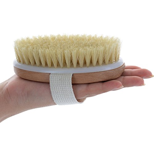 Pixnor Professional Wooden Dry Skin Body Brush with Natural Bristles