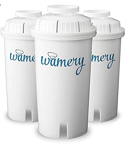 Wamery Filtros para Jarra Filtradora de Agua, 3-Pack Compatible con Jarra Brita - Sistema Ionizador Domestico Certificado por la NSF/ANSI Reduce Cloro y Metales Duros.