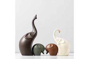 JXCBXJ Statua in ceramica,Statua della famiglia dei elefanti (set da 4),creative in ceramica,decorazioni per la casa, adatto per mensole, librerie, decorazioni per supporti TV.