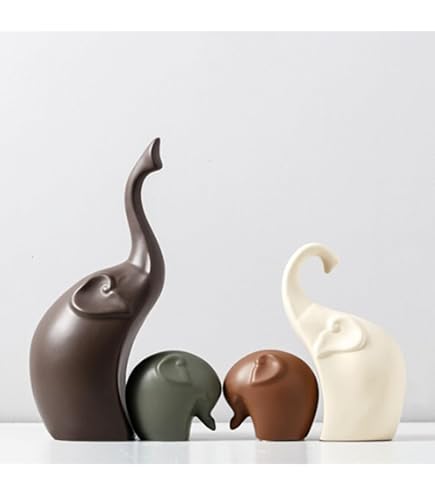 Cocoarm 3-teilige Keramik-Elefanten-Skulptur – Wasserfeste Weiße Elefanten, Moderne Deko Für Zuhause & Büro