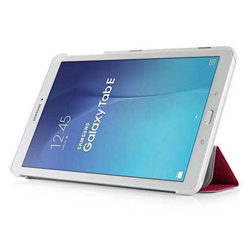 iHarbort® Samsung Galaxy Tab E 9.6 Hülle – Ultra Slim Leder Tasche Hülle Etui Schutzhülle Für Samsung Galaxy Tab E 9.6 Zoll T560 T565 Case Cover Holder (Galaxy Tab E 9.6, hot pink) - 2