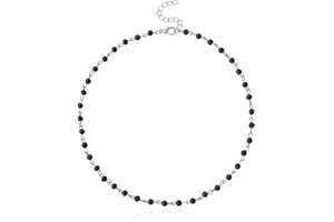 Zeayebsr Collane con ciondoli a catena in cristallo, gioielli corti, girocolli di tendenza, cerchio per donne e ragazze (nero)