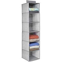 mDesign étagère suspendue - rangement suspendu - meuble suspendu en tissu - polyvalent - 6 compartiments - en polypropylène - gris