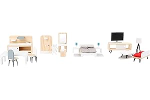 Small Foot-11414 Mobili casa delle Bambole Set Completo di Legno, Soggiorno, Cucina, Camera da Letto e Bagno, a Partire da 3 Anni Giocattoli, Multicolore, 11414