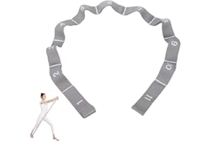 GIMIRO Yoga Belt Stretcher Elastic Resistance Bands with 8/9/10/11 Loops Pilates Straps Fascia Strength Training Body Stretching Ballet Dance Fitness