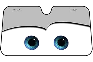 BommFu Cartoon Car Visor, Car Front Windshield Sun Shade Visor With Cartoon Eyes, Aluminium Foil Car Sun Visors Car Front Window Sunshade, Foldable Windscreen Sunshades Keep Car Cool 130 × 70 CM