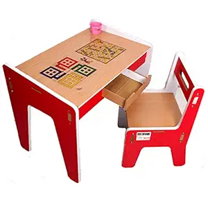 Novel India Kids MDF Standard Study Table and Chair Set with Storage for 3-10 Years old (Red)