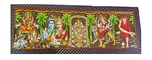 Framtastic Five/5 Hindu God and Goddess in a Photo Frame of Tirupati Balaji, Ganesha Lakshmi Saraswati, Shiv Parvati, Durga, Sai Baba Photos in a Frame for Pooja