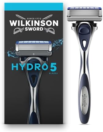Wilkinson Sword Hydro 5, rasoio da uomo ad azione idratante con lame rivestite in carbonio, manico + 1 ricarica