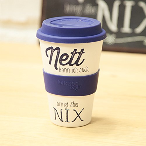 Grafik Werkstatt 60626 Bamboo-To-Go-Becher Nett kann ich auch, bringt aber nix, Bambus, beige, 9 x 9.5 x 14 cm - 2