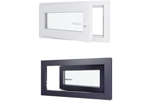 HEXA'FEN Fenetre PVC - LxH 800x400 mm - Triple vitrage,Fenetre PVC - Anthracite extérieur Blc intérieur Poignée A Droite