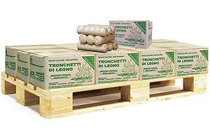 OPENGARDENWEB 12x Tronchetti di legno pressato Faggio-Abete da ardere 9 kg su pedana riciclabile - Bricchetti per camino, stufe, forni e termocamini - Ottima durata e potere calorifero