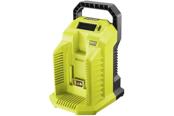 RYOBI 36V Max Power RY36C10A snabbladdare - litium+ smart laddare, kompatibel med alla 36 V-batterier, optimerad laddning för gräsklippare, blåsare, motorsåg och trädgårdsredskap
